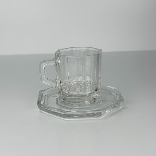 Vintage Glass Espresso Cups & Saucers by Crown Corning and Set of 6