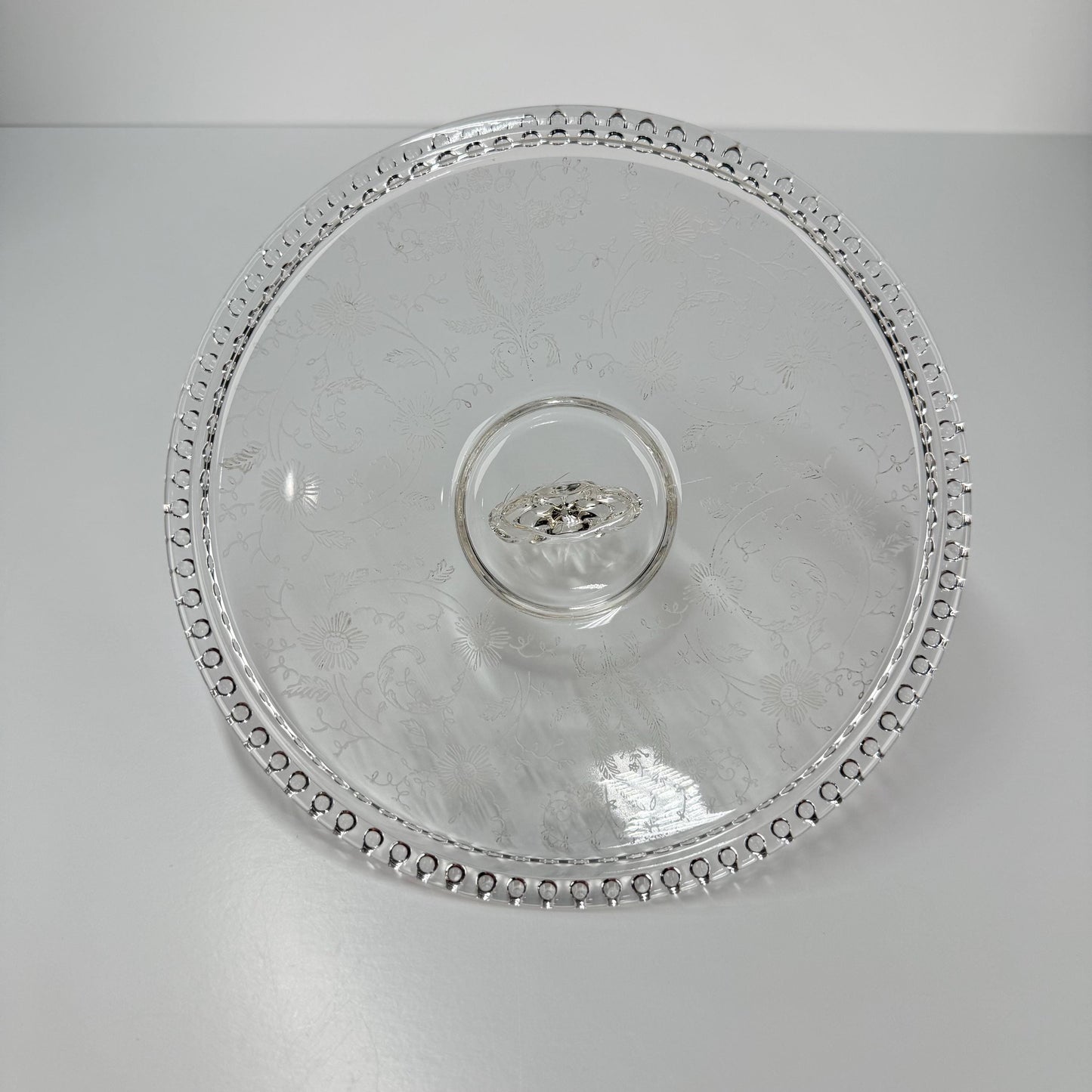 Vintage Candy Bowl in Etched Clear Glass with Lid by New Martinsville