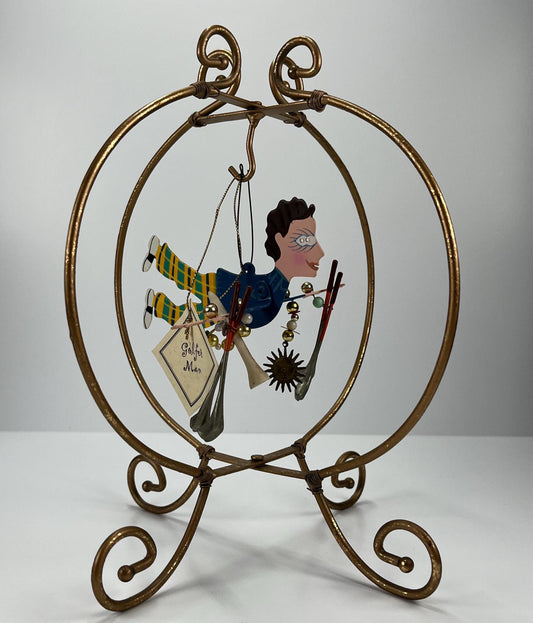 Vintage Fanciful Flights "Golfer Man" Hangin Art Ornament Signed by Karen Rossi