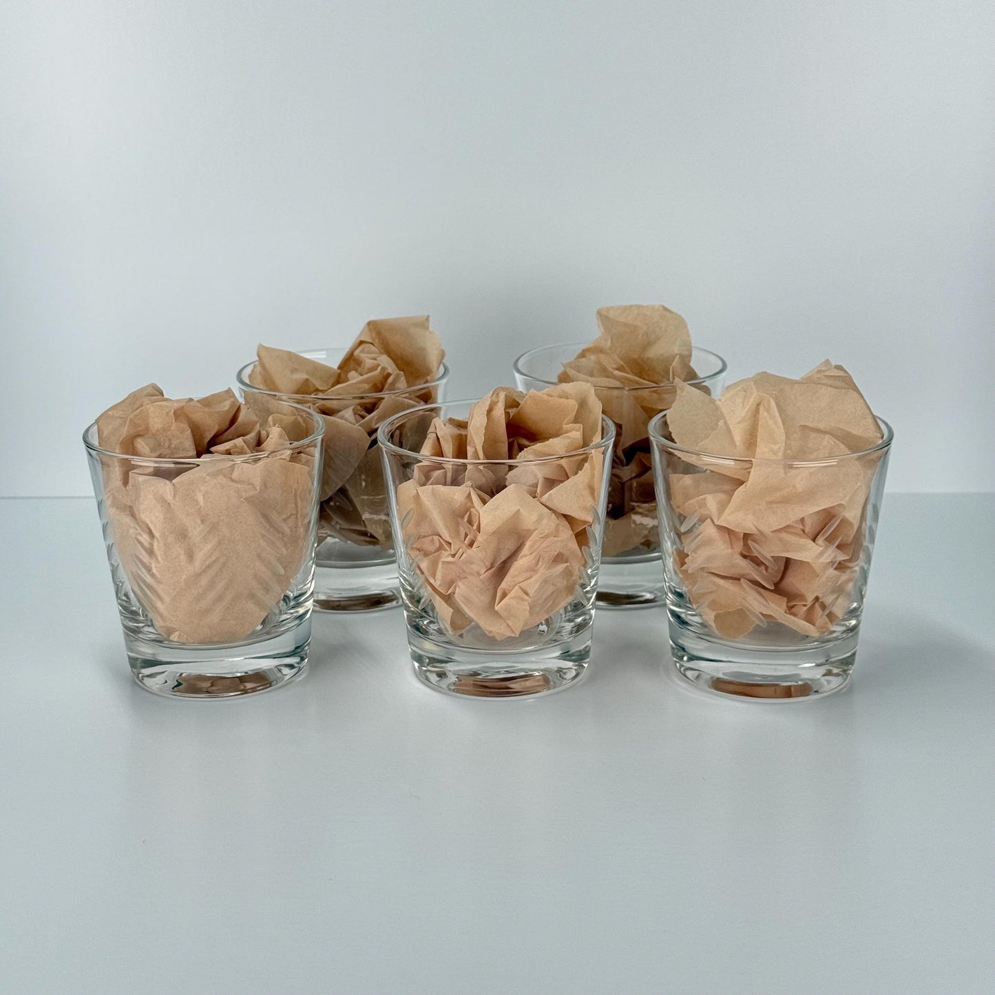 Vintage Rocks Glasses with Etched Mid-Century Modern Design Set of 5