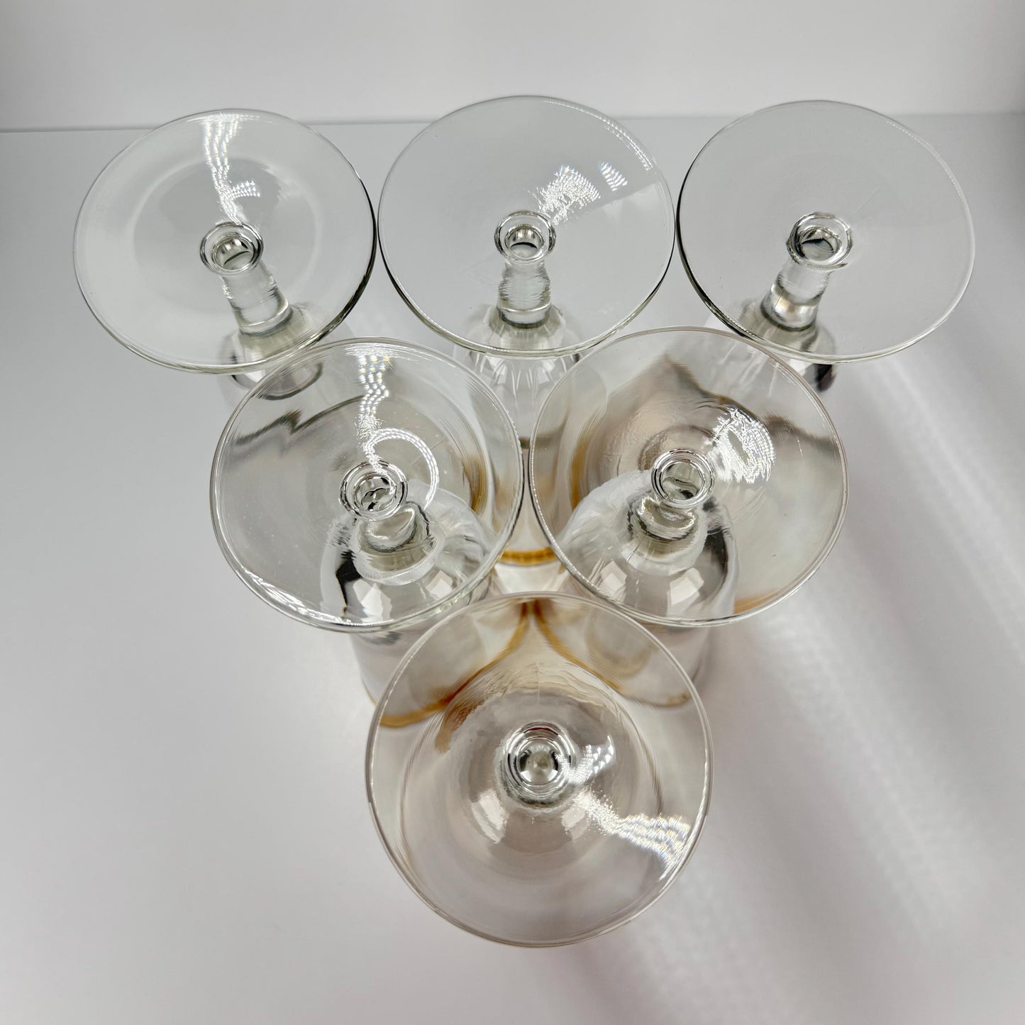 Vintage Pilsner Mid Century Modern Glass, Gold and Teal Filigree Band, Set of 6.