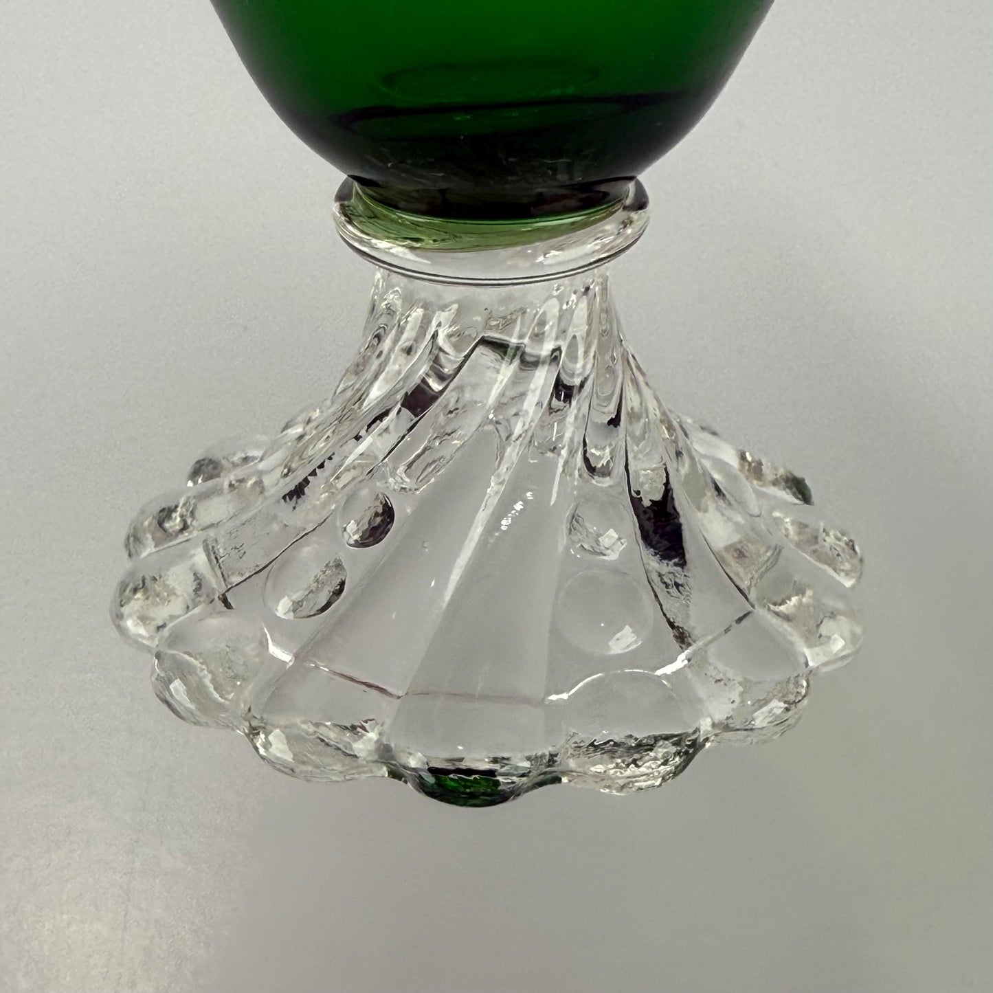 Vintage Anchor Hocking Sherbet Glass in Burple Inspiration Green with Scalloped Base