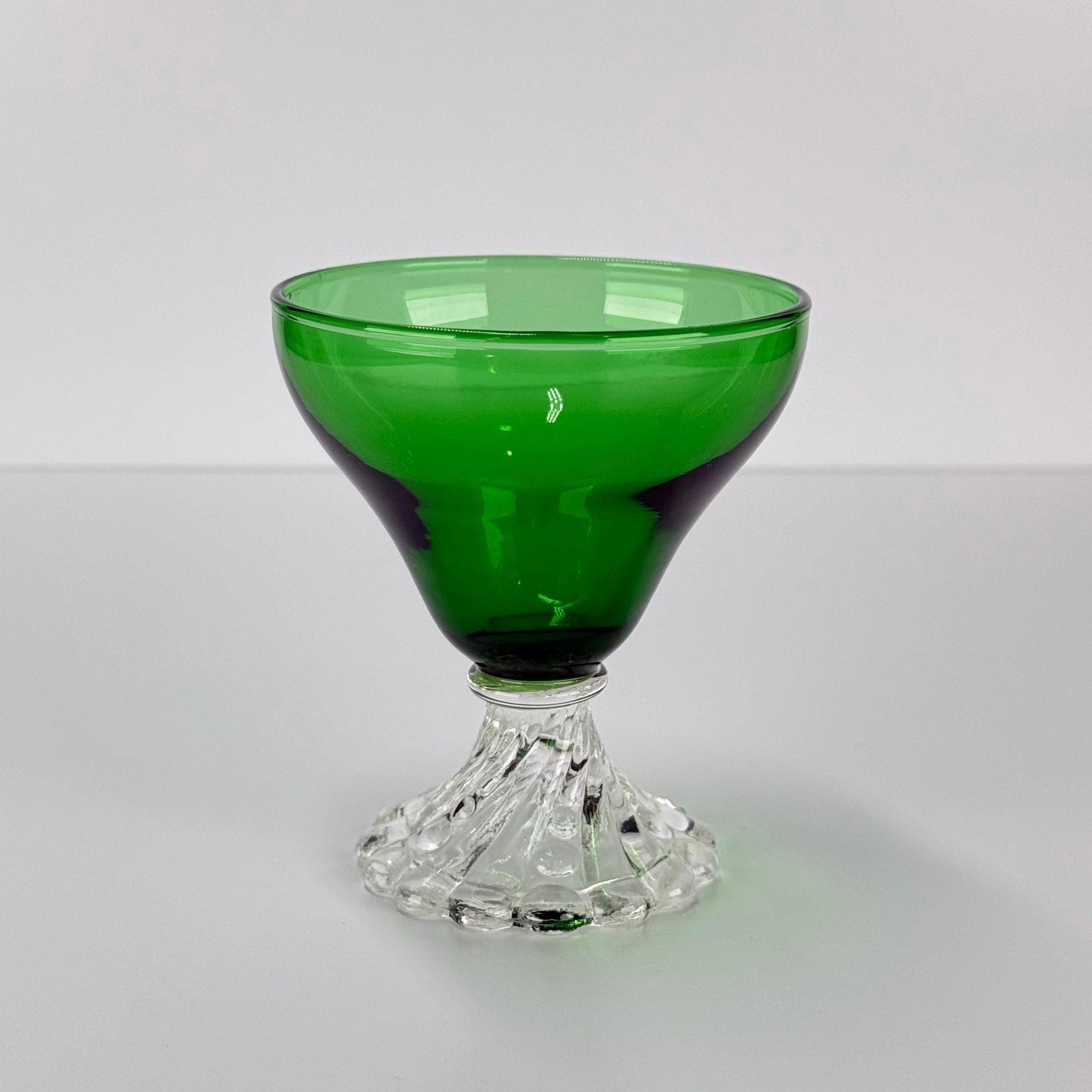 Vintage Anchor Hocking Sherbet Glass in Burple Inspiration Green with Scalloped Base