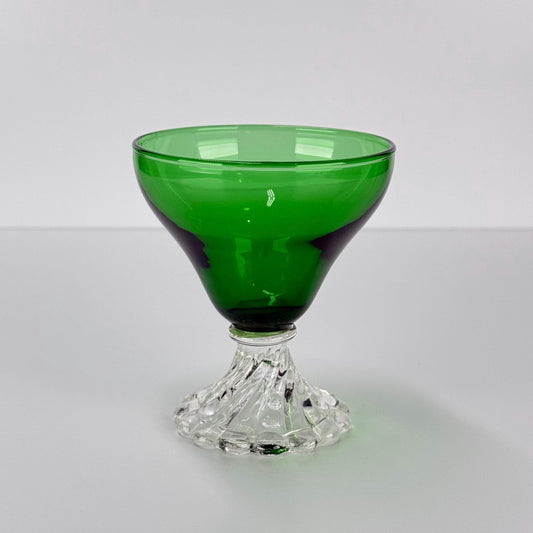 Vintage Anchor Hocking Sherbet Glass in Burple Inspiration Green with Scalloped Base