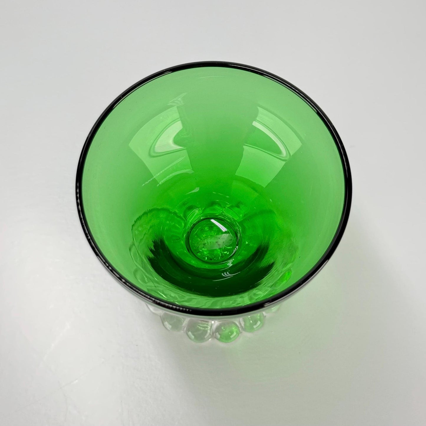 Vintage Anchor Hocking Sherbet Glass in Burple Inspiration Green with Scalloped Base