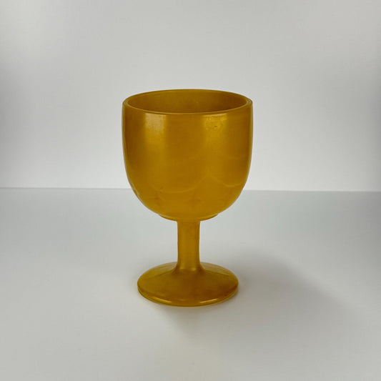 Vintage Carnival Wine Glass in Golden Yellow With Embossed Star Design 1960s