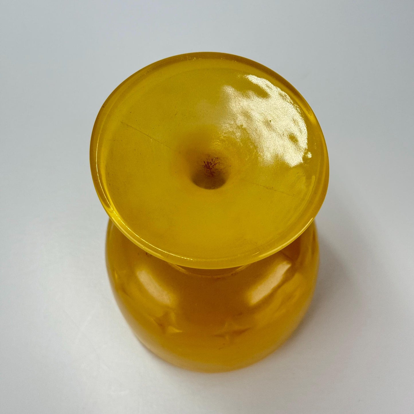 Vintage Carnival Wine Glass in Golden Yellow With Embossed Star Design 1960s