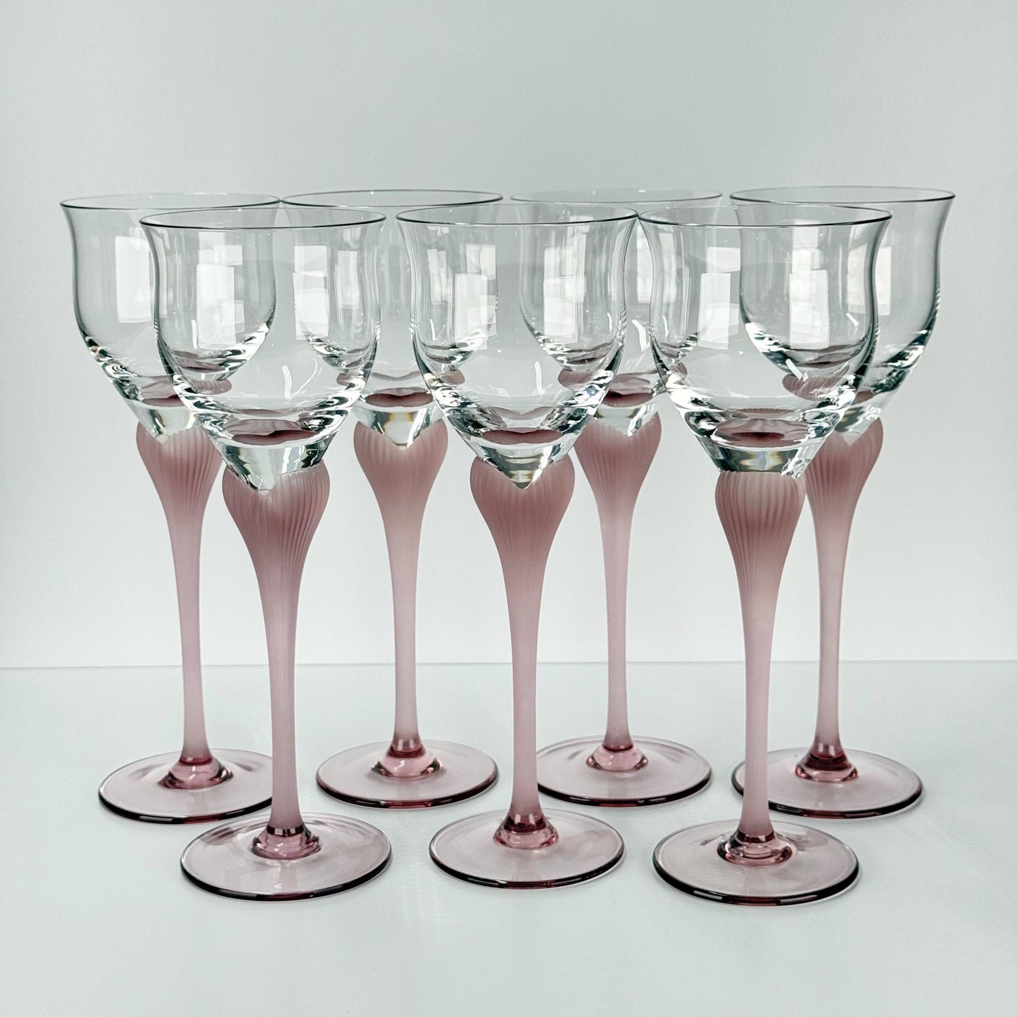 Vintage Mikasa Wine Glasses with Frosted Amethyst Heart Stems