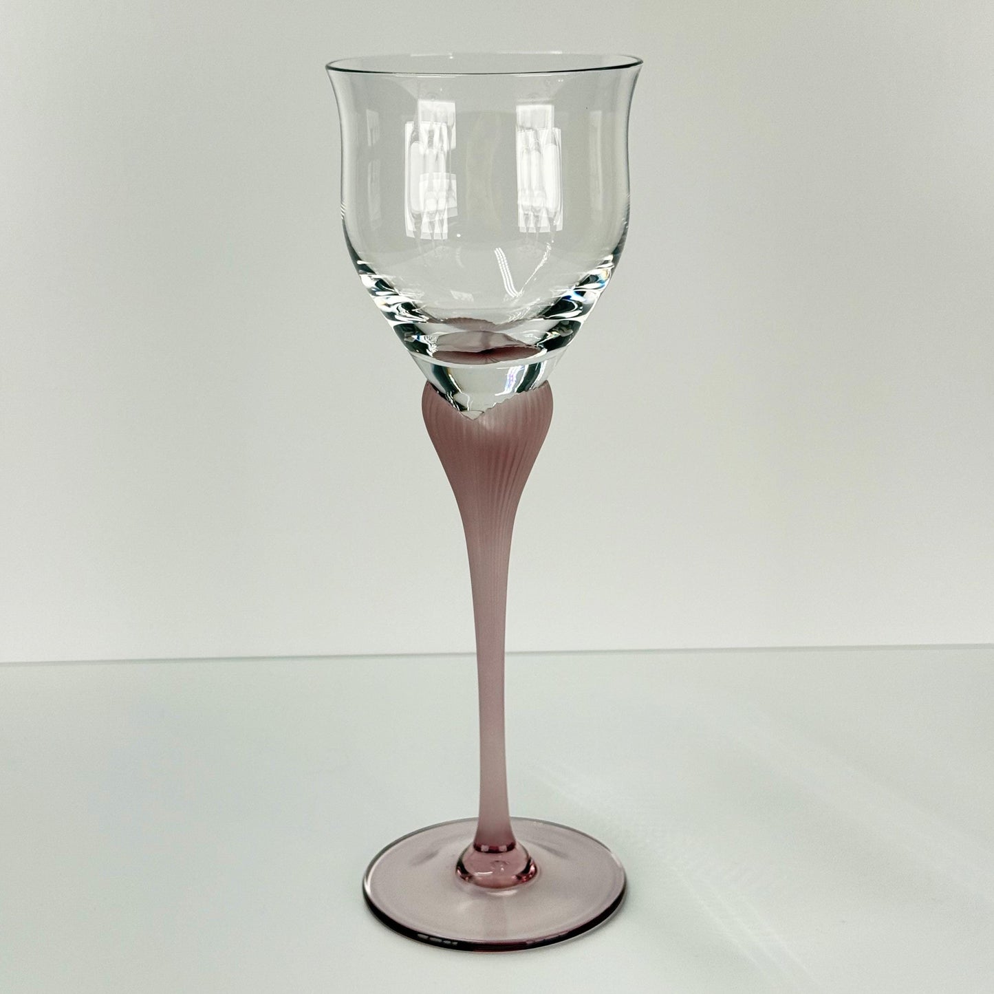 Vintage Mikasa Wine Glasses with Frosted Amethyst Heart Stems