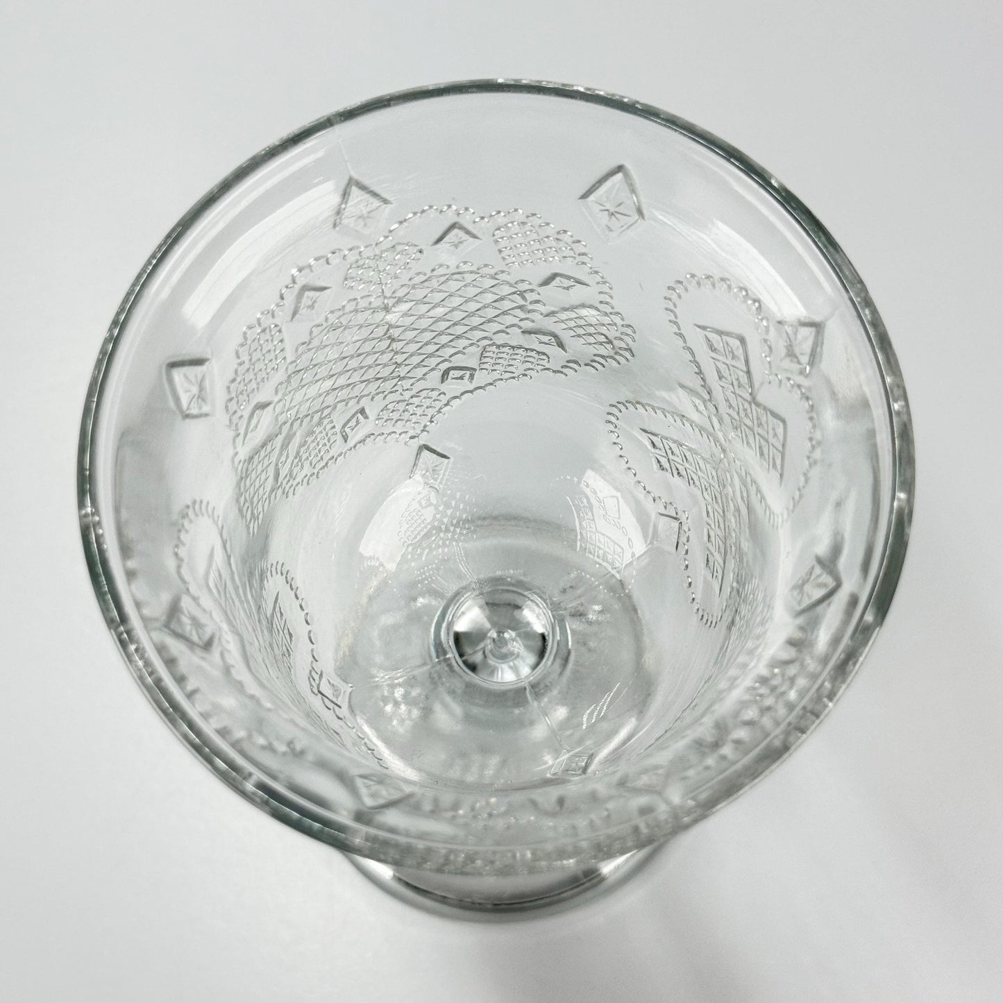 Vintage Goblet Glass with Fostoria Heart and Diamond Pattern Made by Avon 1978