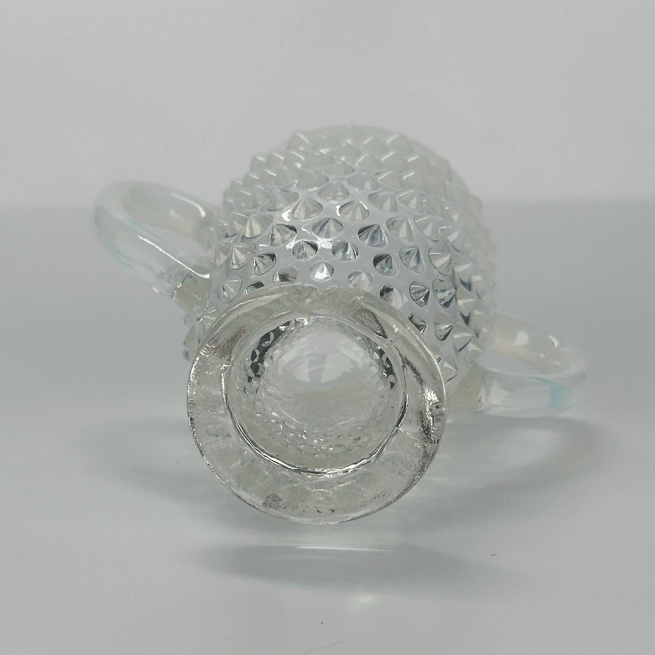 Vintage Fenton Hobnail Sugar Bowl in White Opalescent Moonstone Glass
