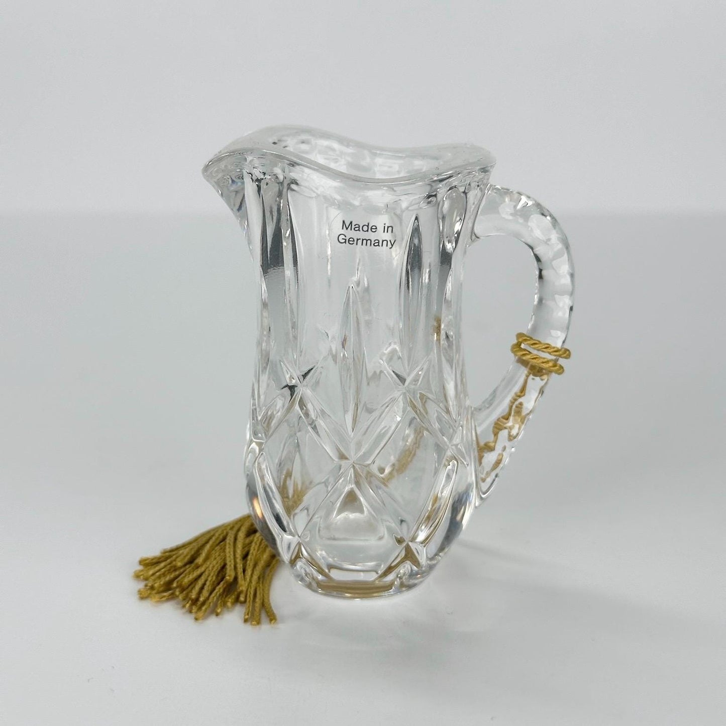 Vintage Miniature Ornament of a Crystal Pitcher with Tassel by Gorham and Made in Germany
