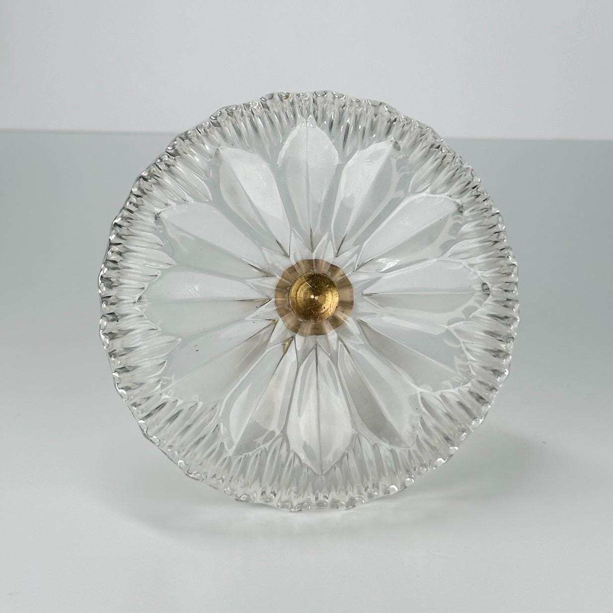 Vintage Ashtray With Cut Glass and Brass Cherub Statue