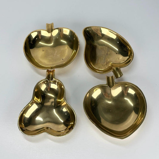 Vintage Brass Ashtrays in Fruit Shapes of Pear, Plum, Apple, and Peach