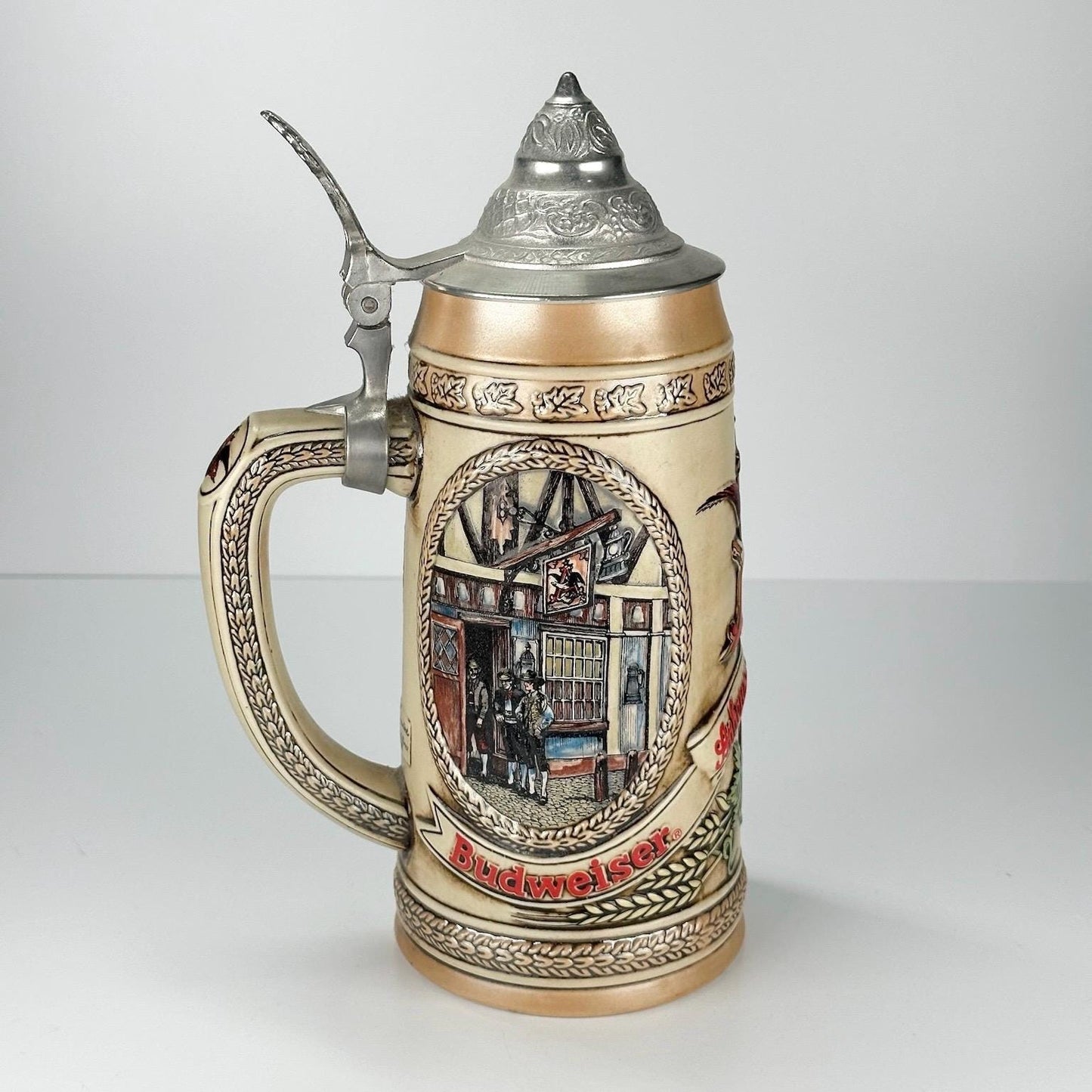 Vintage Anheuser-Busch Beer Stein with Tavern Scene and Limited Edition