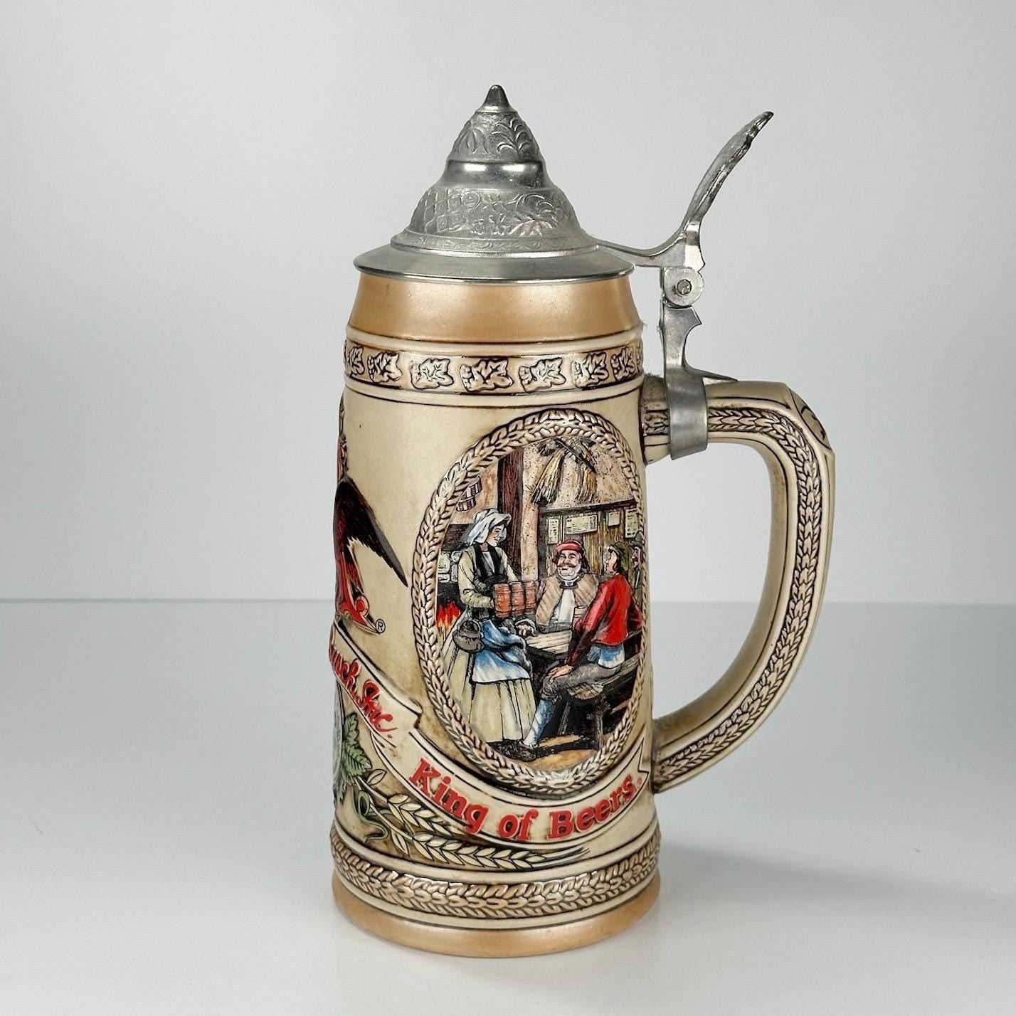 Vintage Anheuser-Busch Beer Stein with Tavern Scene and Limited Edition