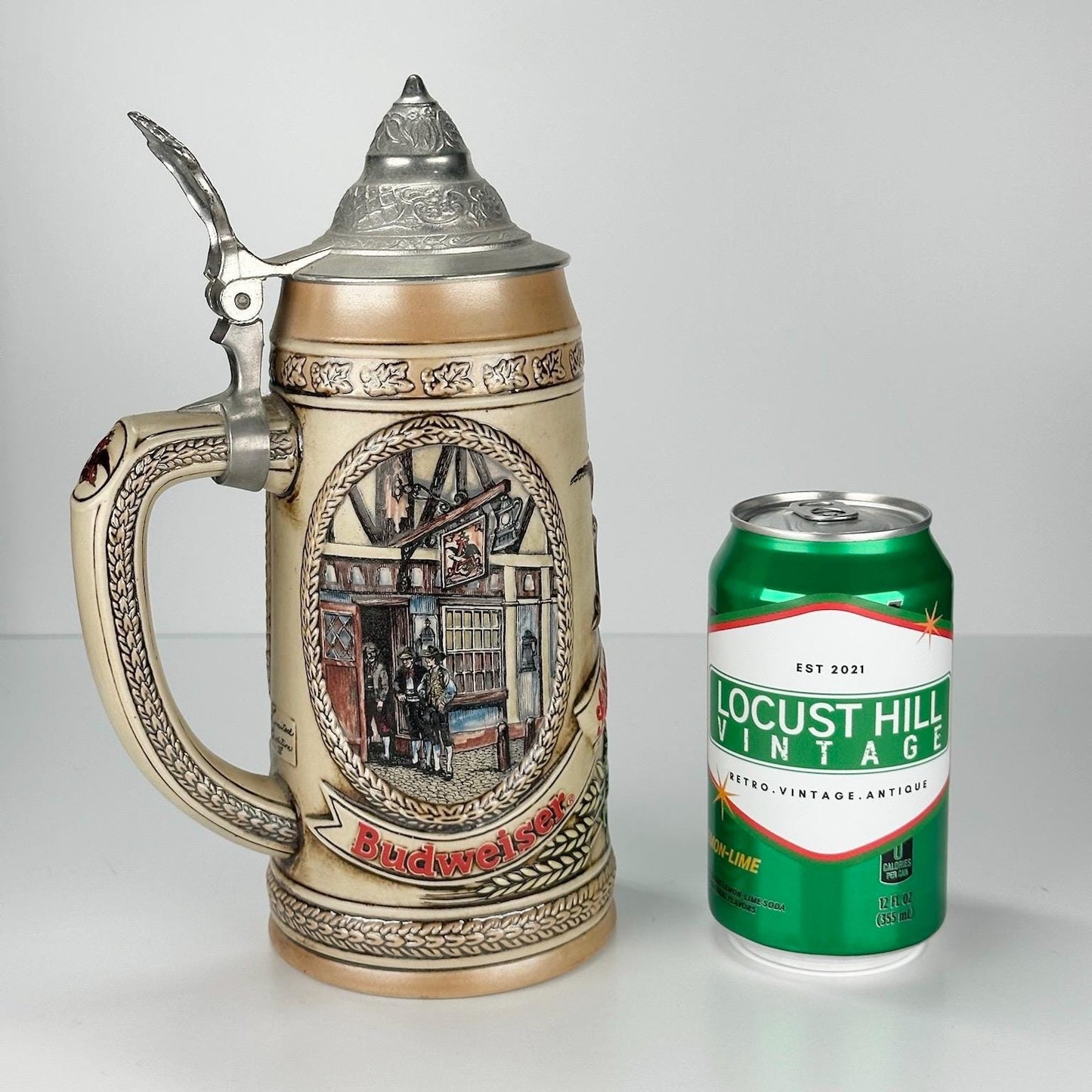 Vintage Anheuser-Busch Beer Stein with Tavern Scene and Limited Edition