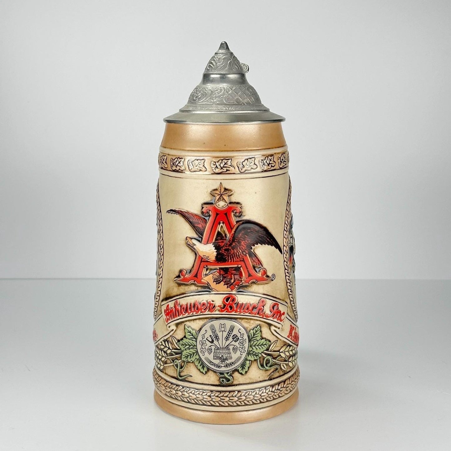 Vintage Anheuser-Busch Beer Stein with Tavern Scene and Limited Edition