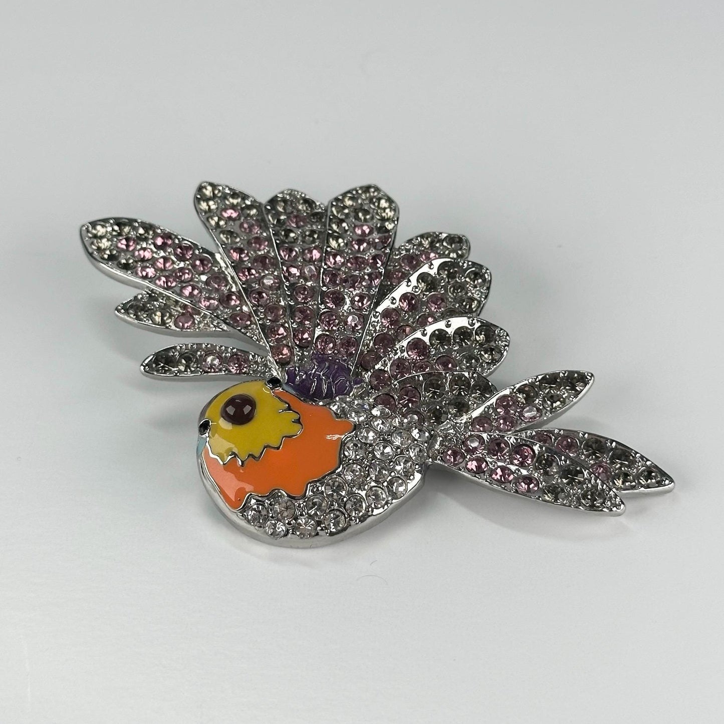 Vintage Brooch Pin of Crystal Sparrow Bird Stamped Rara Avis Disney CN BROKEN