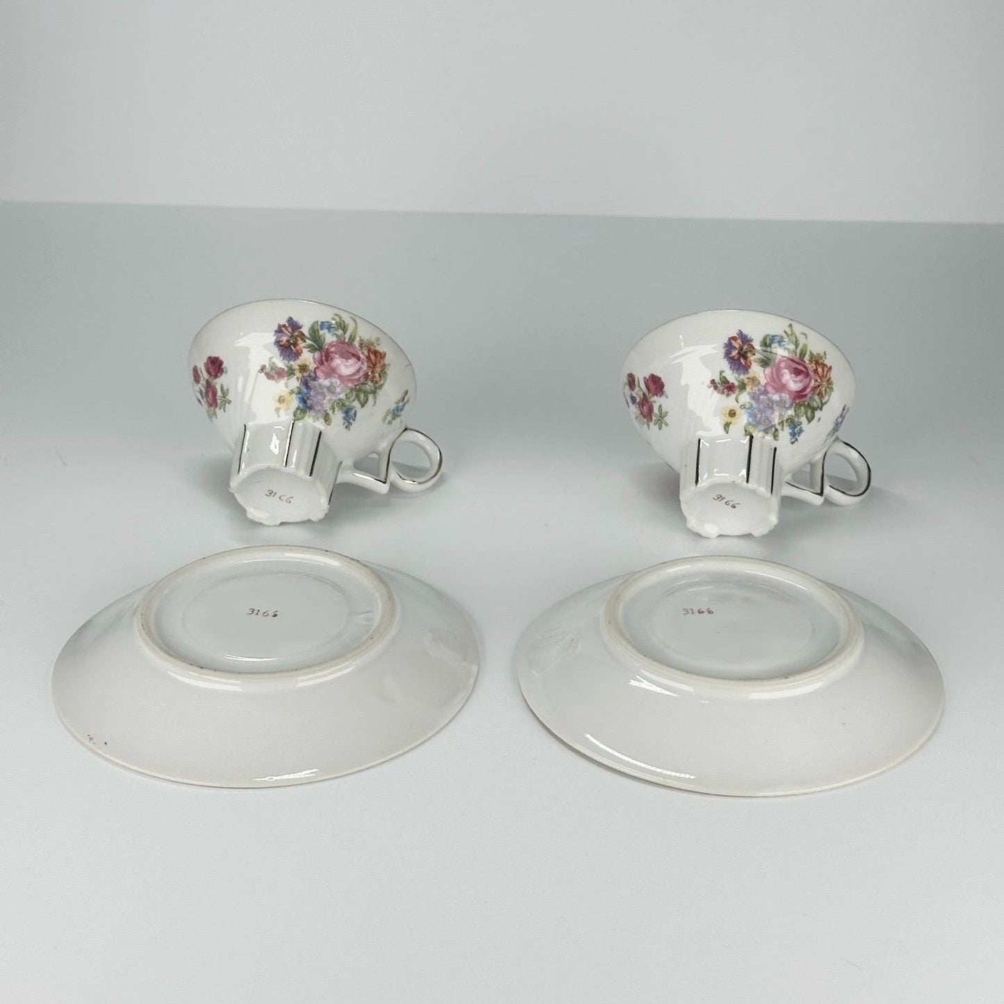 Vintage Tea Cup & Saucer Set in Hand-Painted Floral Design by Thames