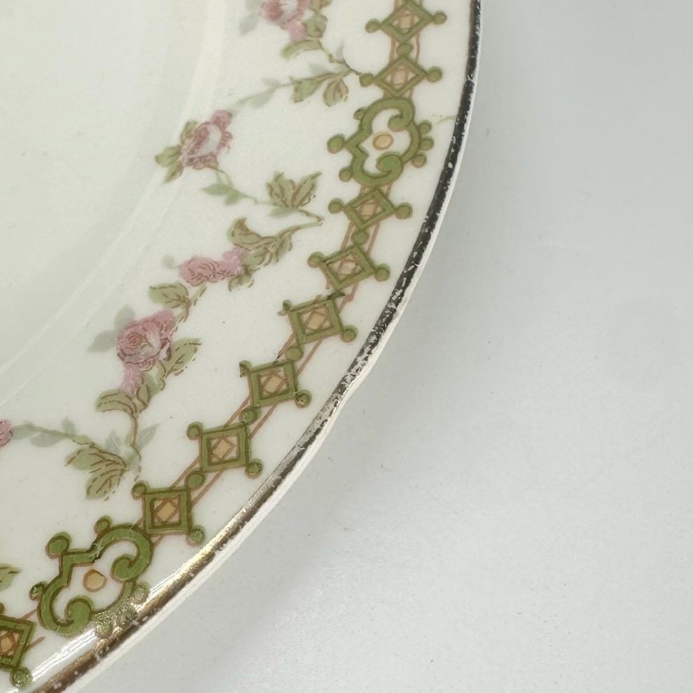 Vintage Steubenville China Plates in Pink Rose & Gold Design Set of 3