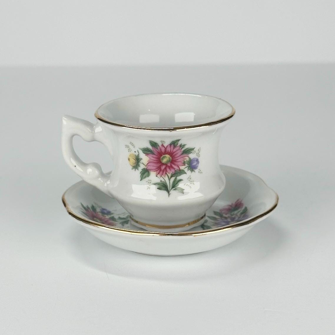 Vintage Floral Espresso Cup and Saucer by Royal Porcelain and September Series