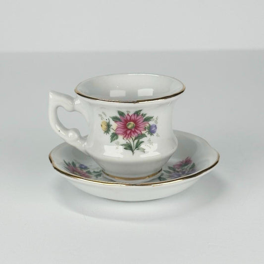Vintage Floral Espresso Cup and Saucer by Royal Porcelain and September Series