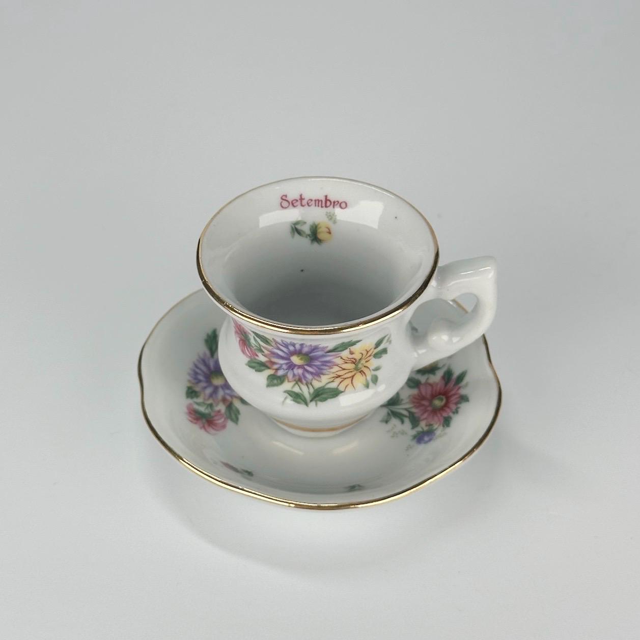 Vintage Floral Espresso Cup and Saucer by Royal Porcelain and September Series