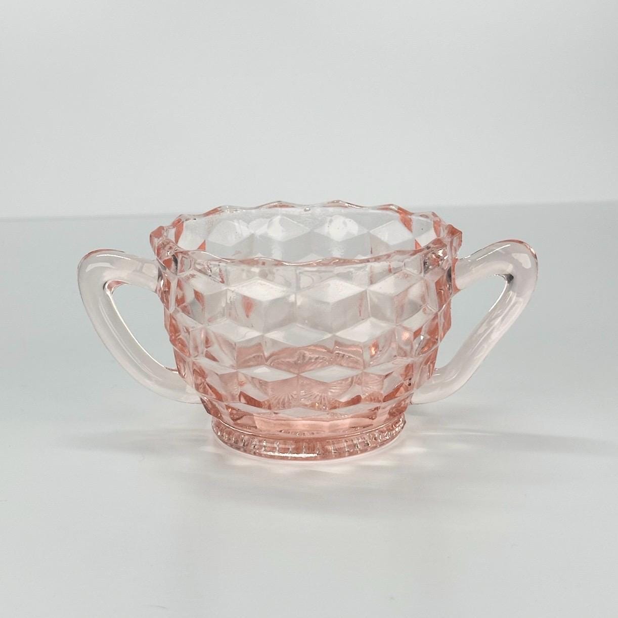 Vintage Cream and Sugar Set by Fostoria in American Pattern Pink Depression Glass 1920s