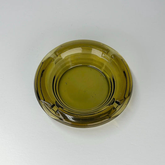 Vintage Glass Ashtray in Pale Goldend Amber Color with 4 Slots