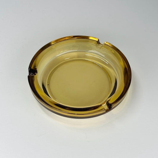 Vintage Glass Ashtray in Pretty Pale Amber Color with 3 Slots