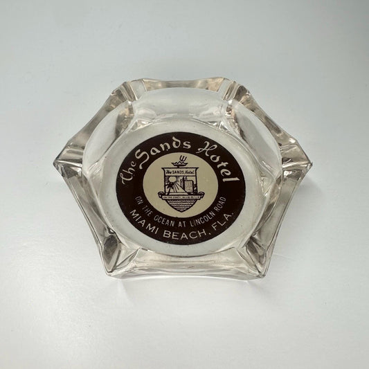 Vintage Souvenir Glass Ashtray of The Sands Hotel in Miami Beach, FL