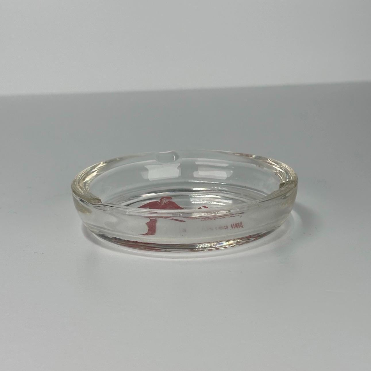 Vintage Glass Ashtray of City Squire Motor Inn With Man in Top Hat Design