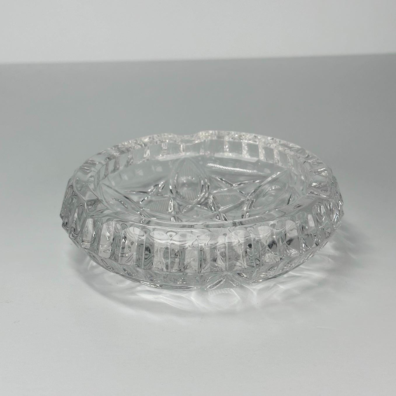 Vintage Glass Ashtray With Cut Star of David Design