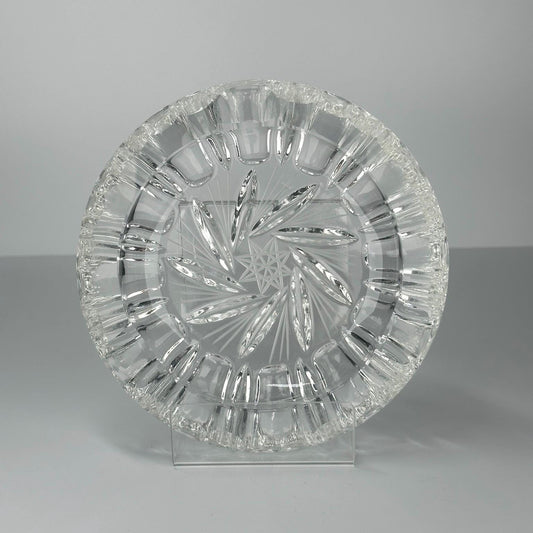 Vintage Glass Ashtray with Cut Crystal Pinwheel Design