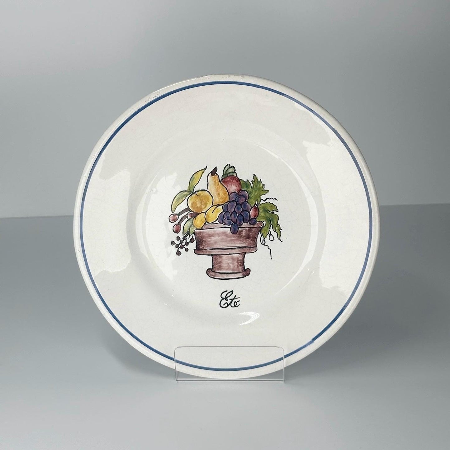 Vintage Portugal Plate Set With Hand-Painted Seasonal Design 8.5"