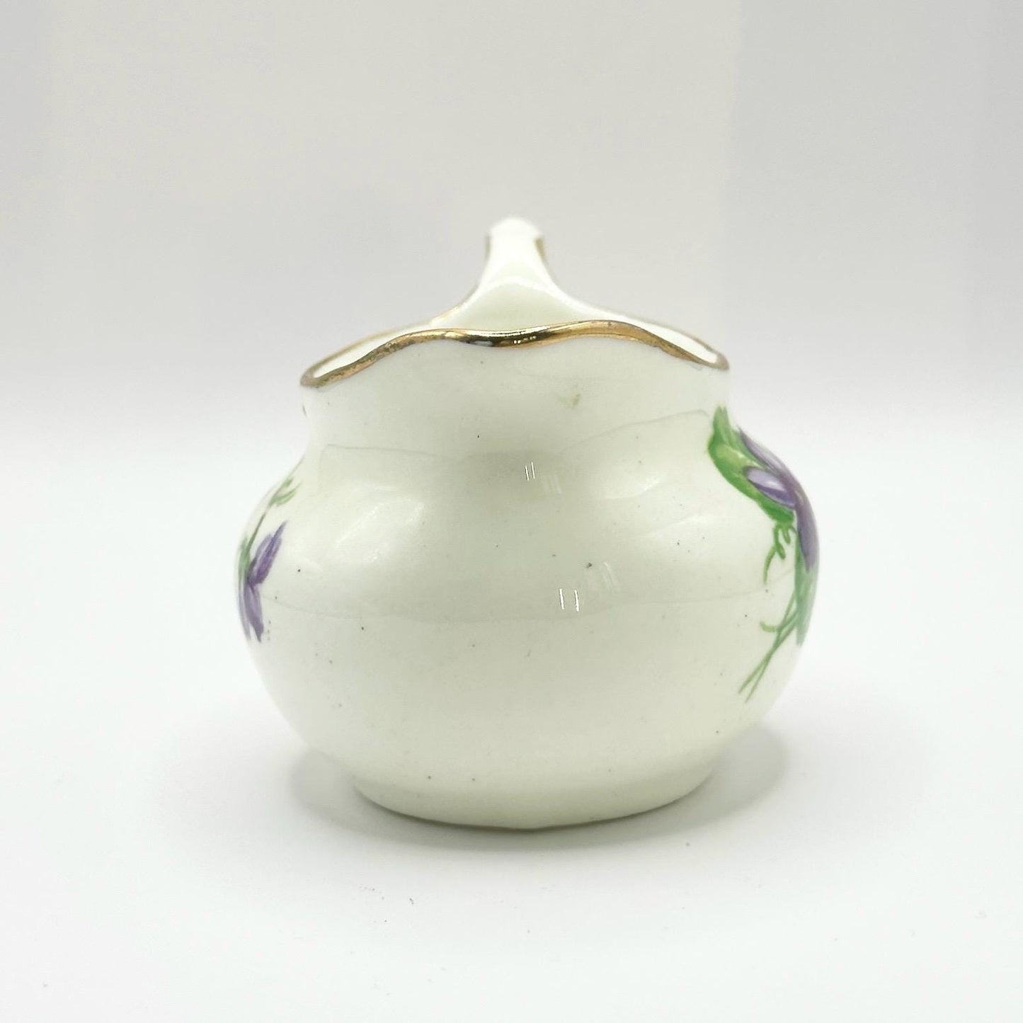 Vintage Creamerin Bone China with Devon Violets and Gold Trim by H&M Sutherland