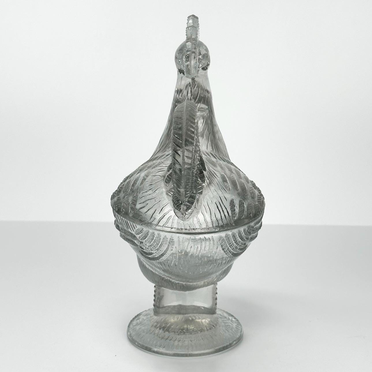 Vintage Covered Glass Candy Dish in the Shape of a Rooster