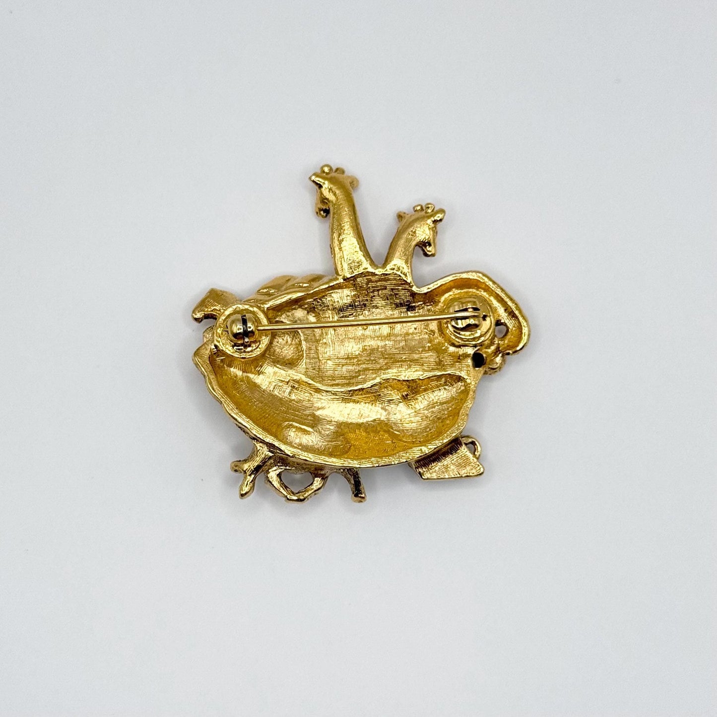 Vintage Brooch Pin of Noah's Ark in Gold Tone