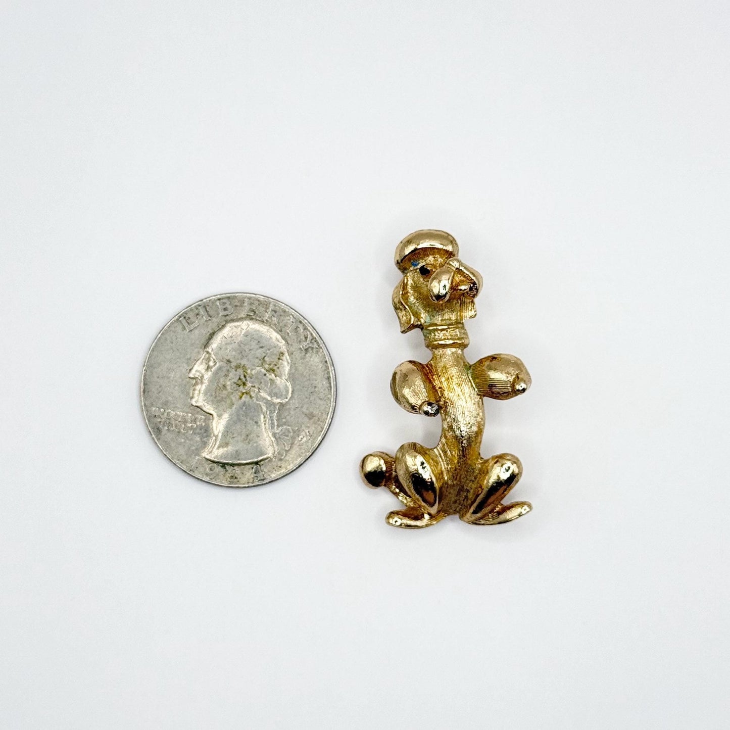 Vintage Brooch Pin of Poodle in Gold Tone Stamped Sarah Coventry