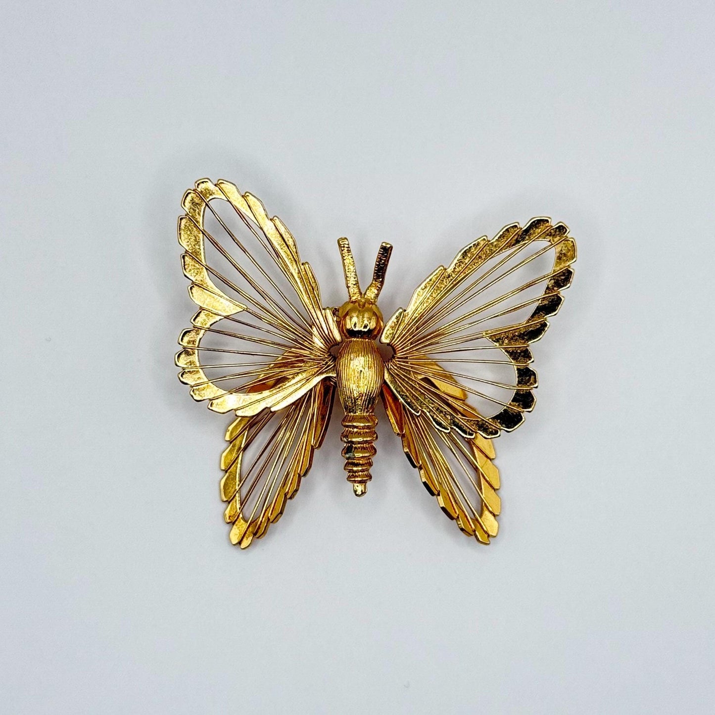 Vintage Brooch Pin of Gold Butterfly Stamped Monet