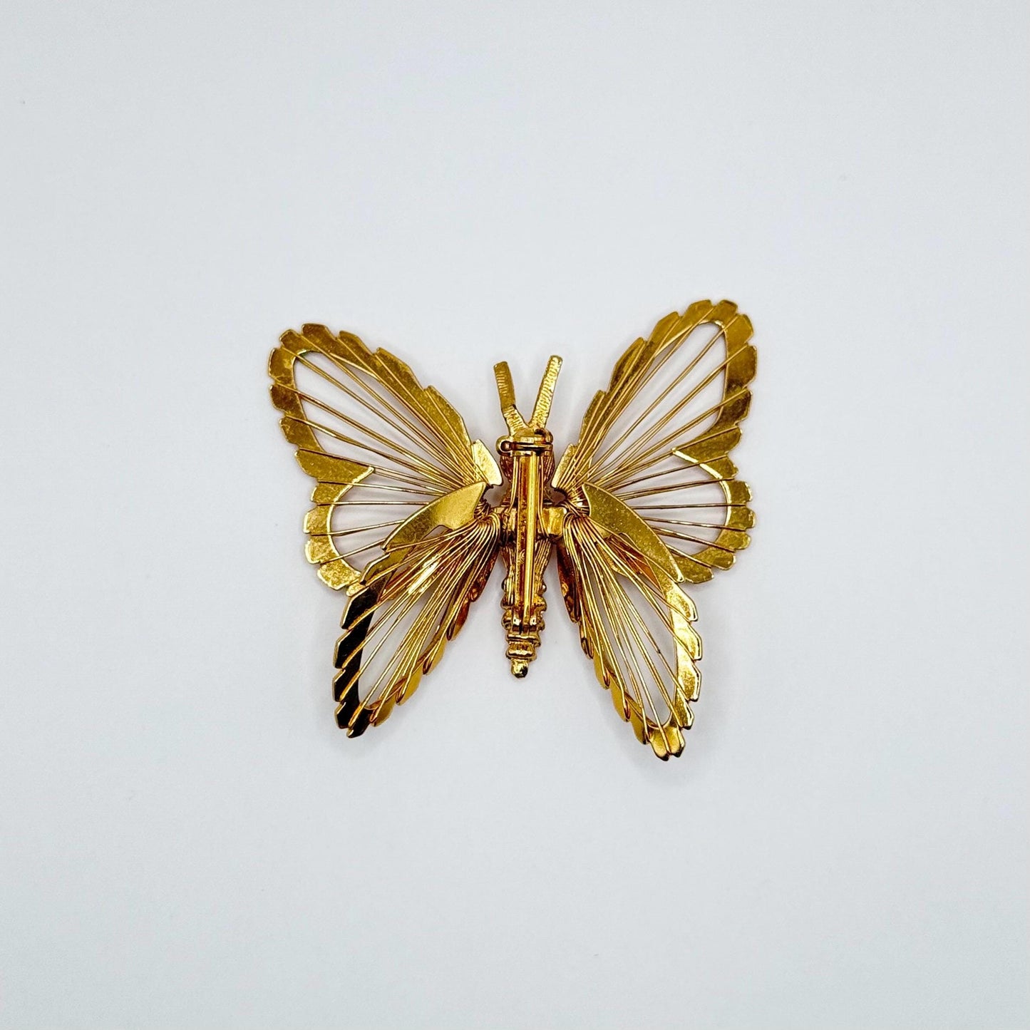 Vintage Brooch Pin of Gold Butterfly Stamped Monet