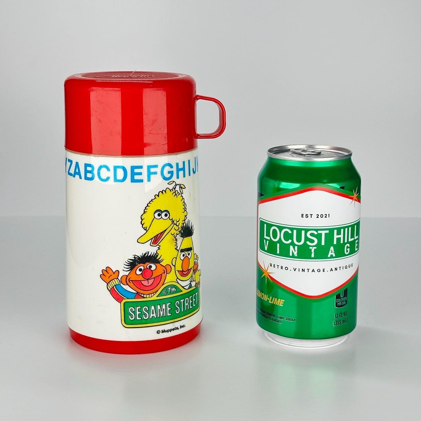 Vintage Plastic Thermos of Sesame Street School Made by Aladdin 8 oz.