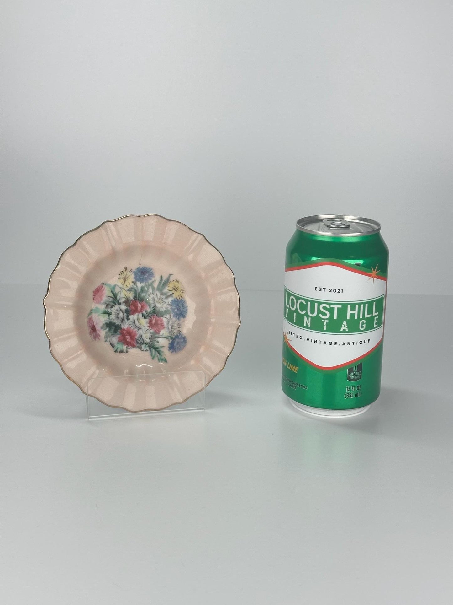 Vintage Ashtray with Floral Design and Gold Trim Made by Trimont Ware