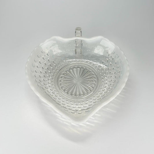 Vintage Candy Dish in a White Opalescent Color with Hobnail Design Made by Fenton