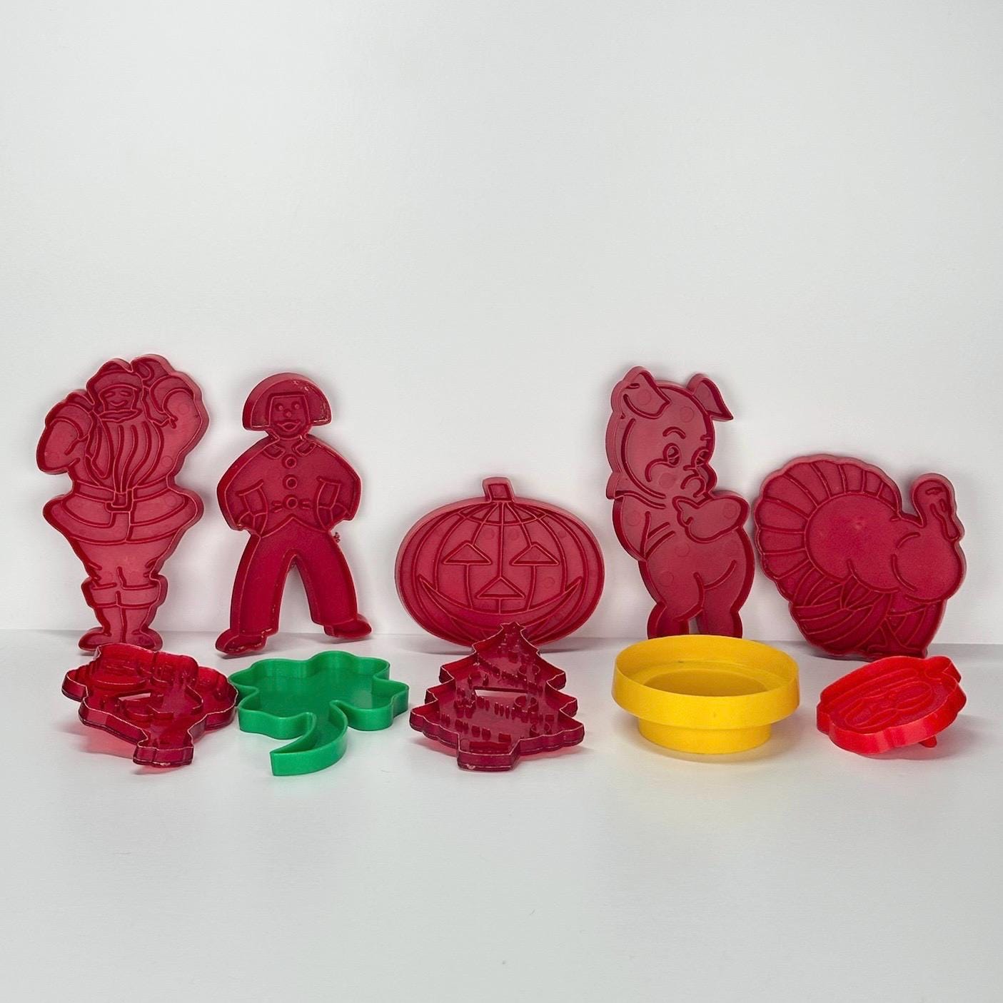 Vintage Plastic Cookie Cutters Holiday Set of 10