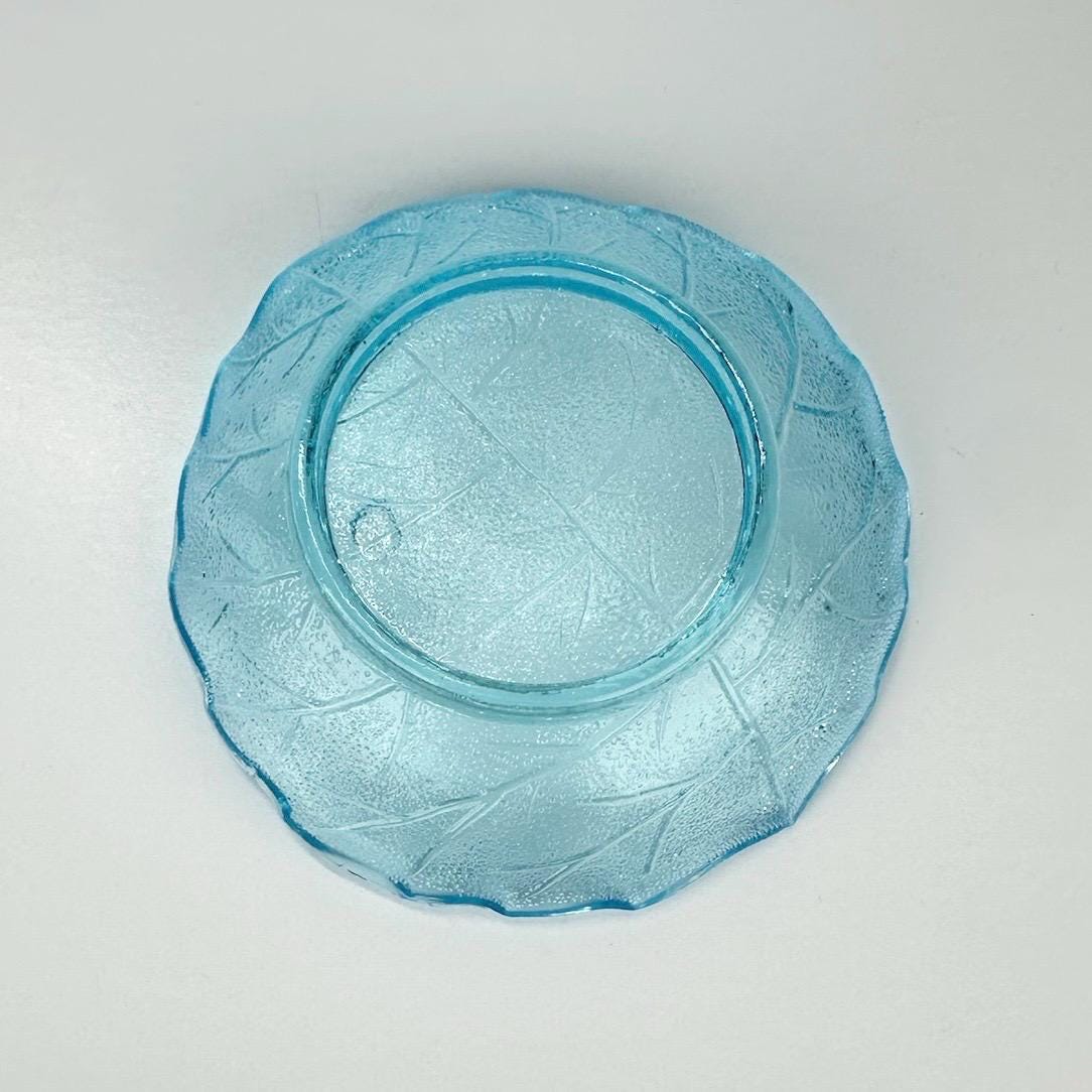 Vintage Salt Cellar Dishes in a Light Blue Leaf Design Set of 7