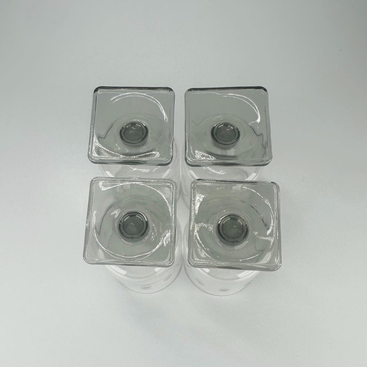 Vintage Goblet Set with Etched Design and Smoked Grey Square Base by  Federal Glass