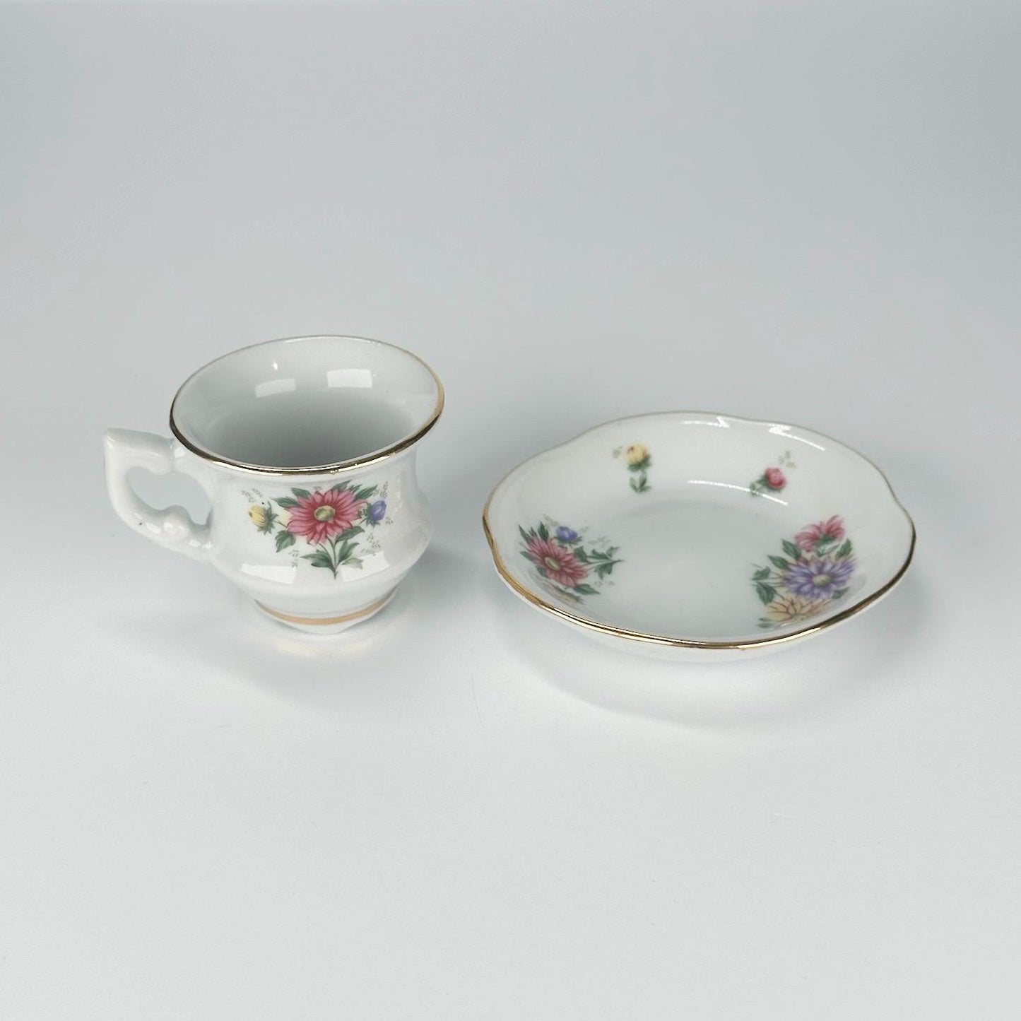 Vintage Floral Espresso Cup and Saucer by Royal Porcelain and September Series