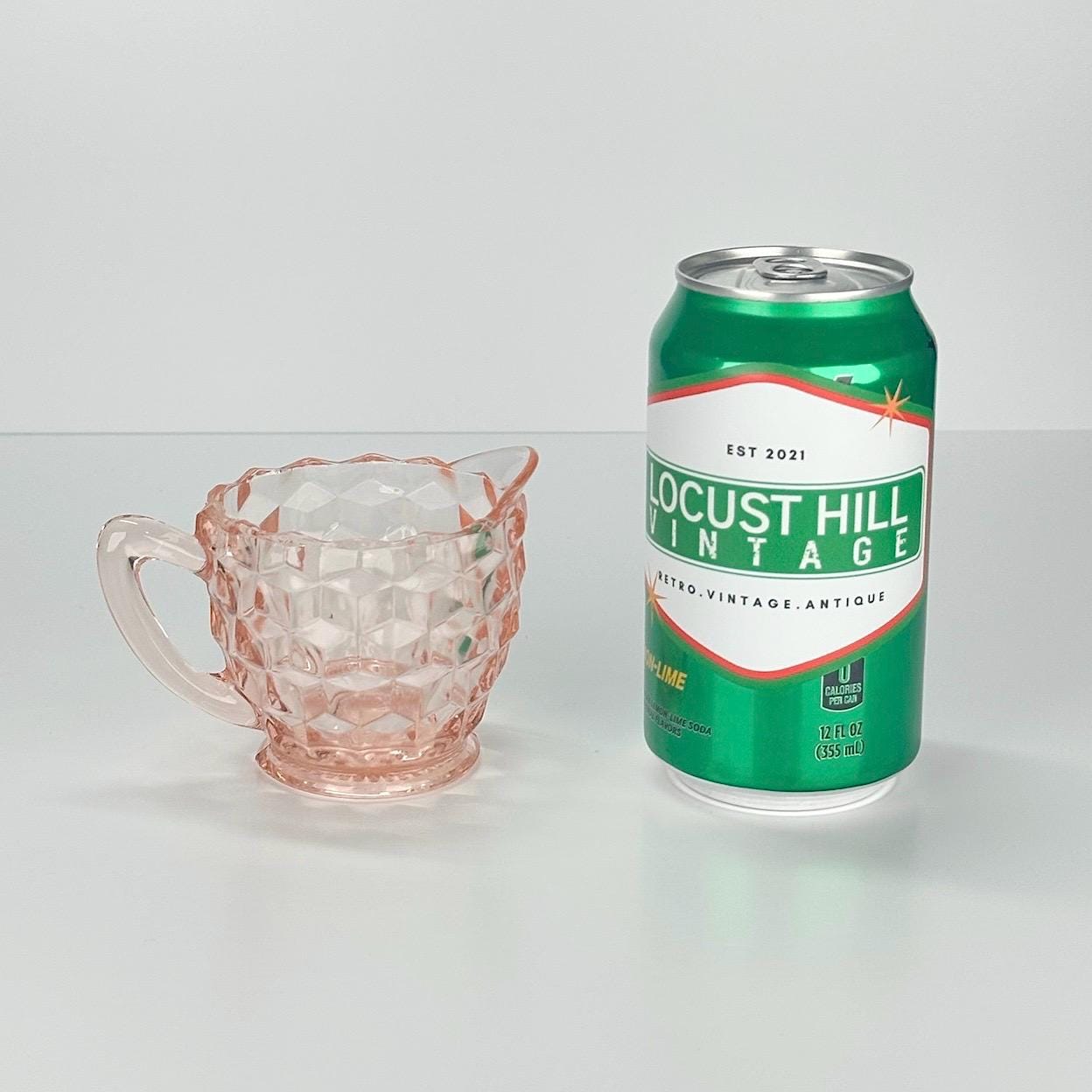 Vintage Creamer in Pink Depression Indiana Glass with Cubist Design